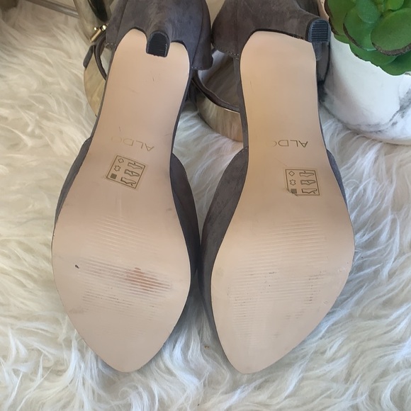 Aldo Women’s Dwaydien Grey Metal Ankle Strap Pointed Toe Pump Size 9 US - Picture 9 of 13